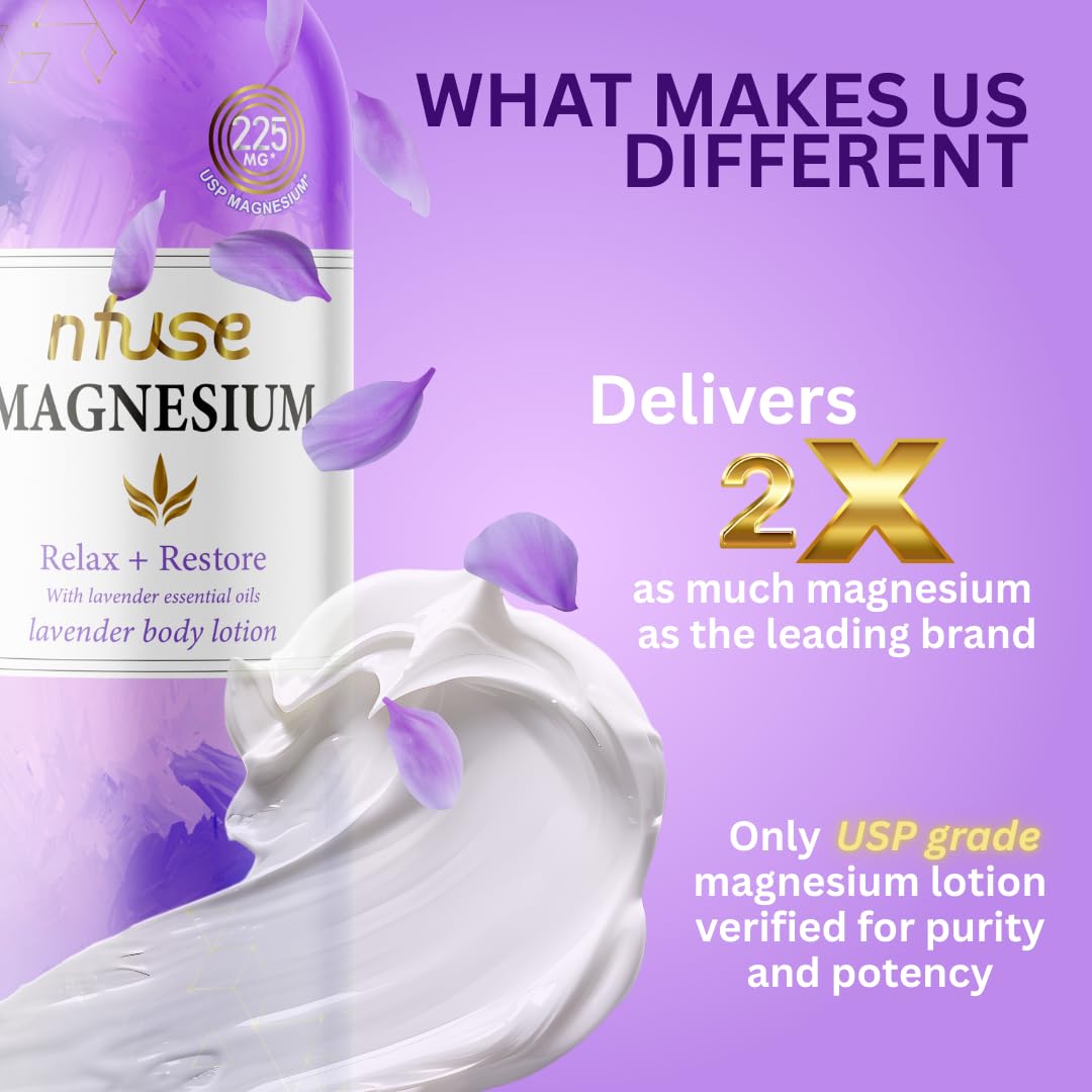 nfuse Magnesium Lotion texture swirl demonstrates non-greasy, fast-absorbing formula