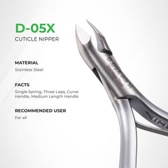 Nghia Premium Cuticle Nipper D-05X blade closeup shows sharp stainless steel edge.