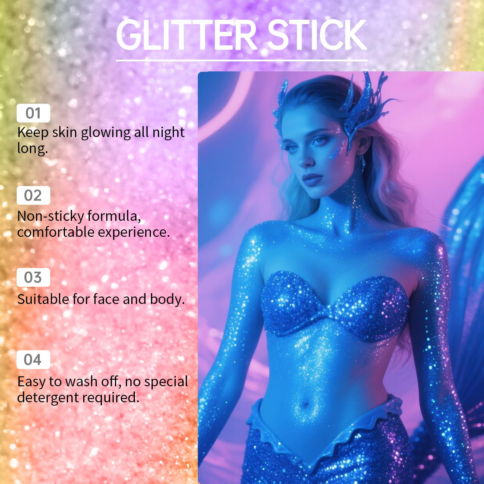 NHIYQF Waterproof glitter gel washes off easily after use.