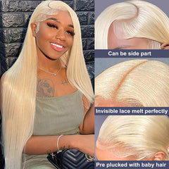 Nicele Ann 613 blonde straight wig side profile reveals length and shine