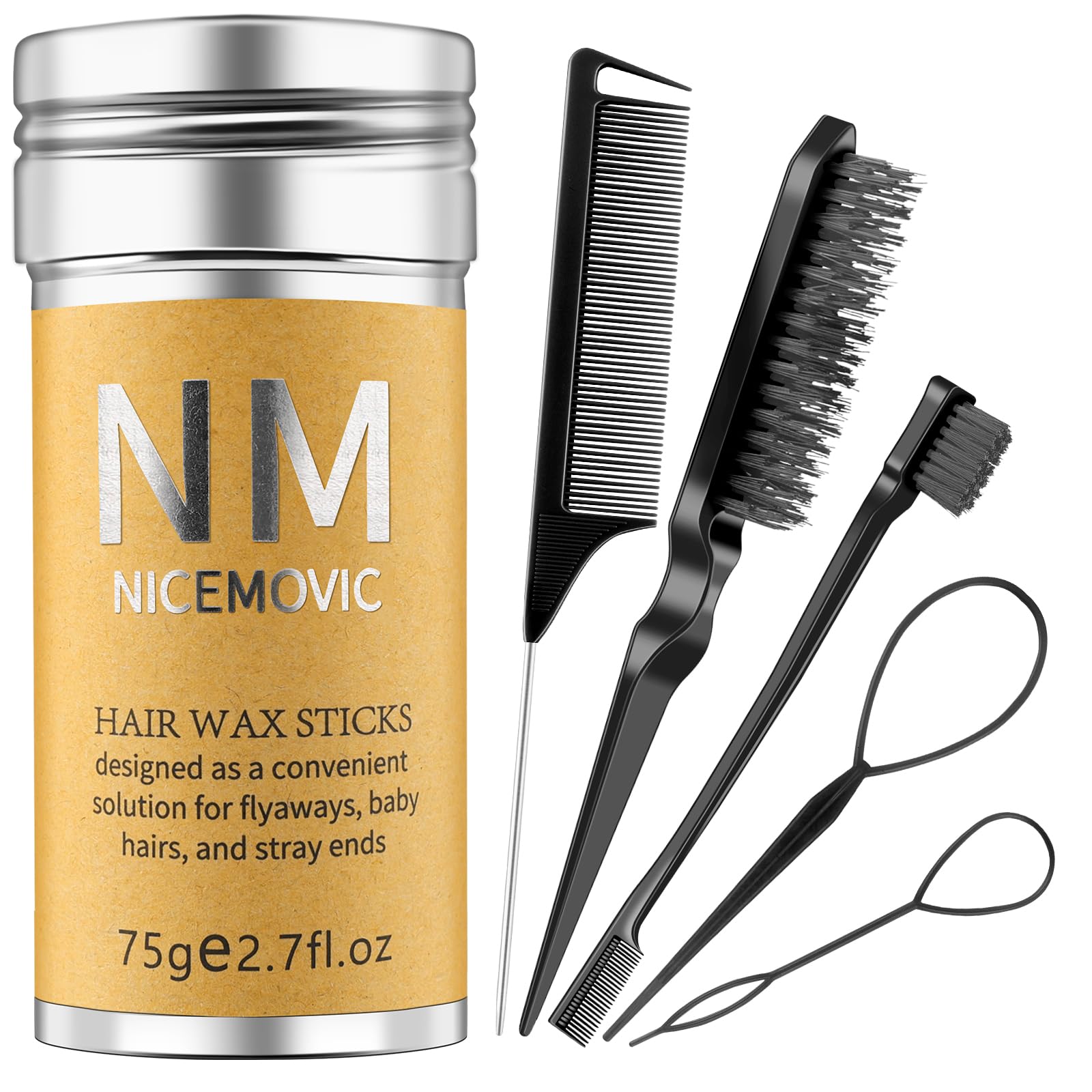NICEMOVIC hair wax stick set packaging for on the go styling.