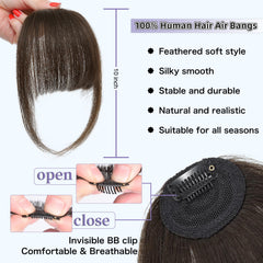 Niceone Hair dark brown bangs close-up highlights soft texture and realistic fringe.