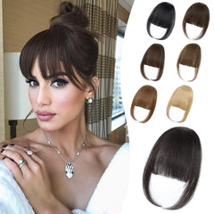 Niceone Hair Wispy Bangs clip-in closeup shows natural blend for daily wear.