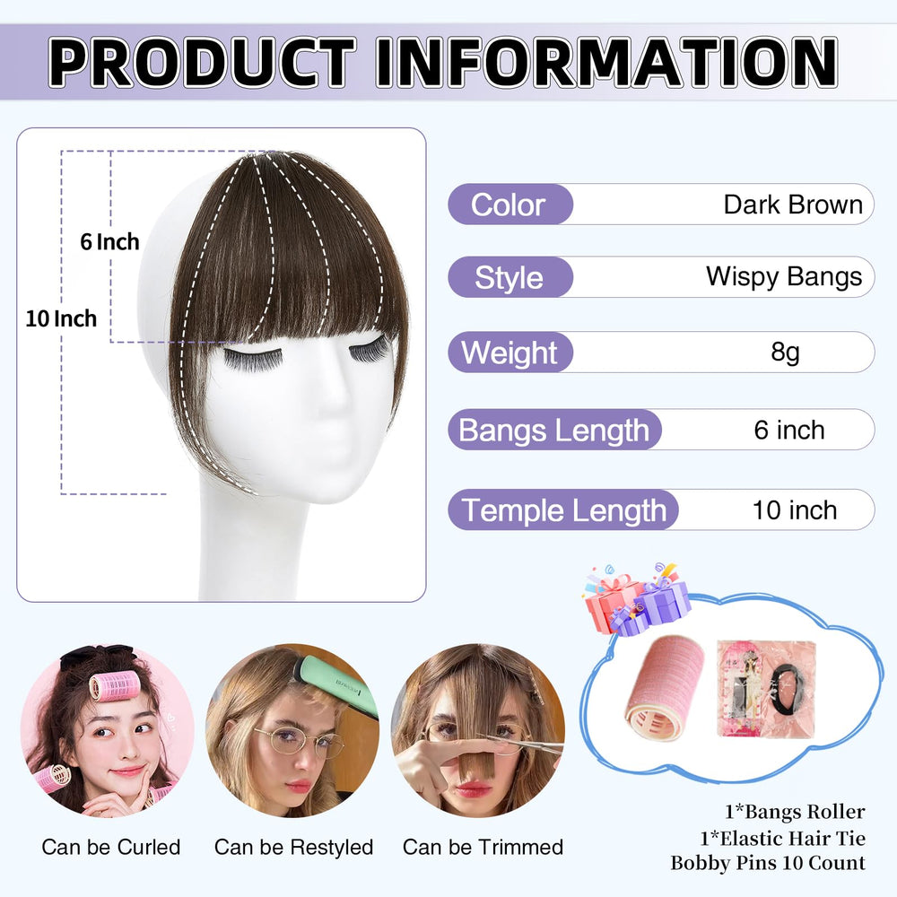 Niceone Hair wispy bangs clip-in side angle demonstrates seamless integration with your hair.