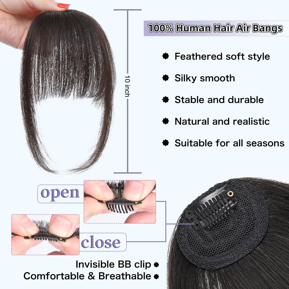 Niceone Hair Wispy Bangs daily-wear clip-on demonstrates secure, damage-free fit.