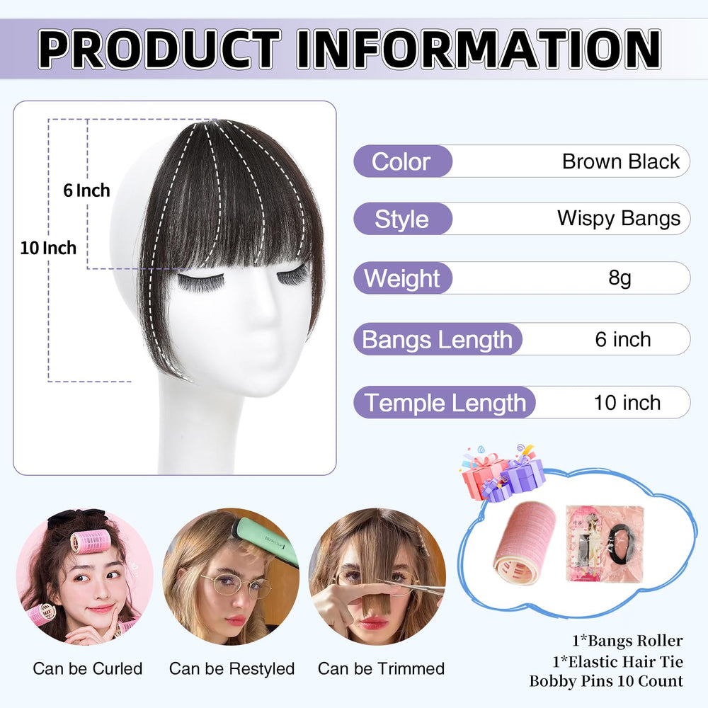 Niceone Hair Wispy Bangs natural-look closeup highlights seamless attachment.