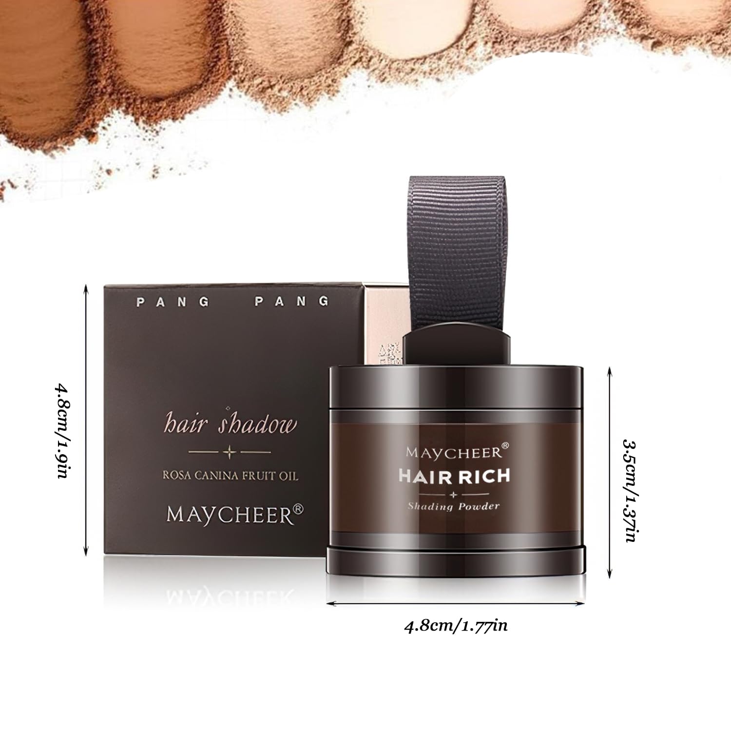 Nicgou Maycheer Hairline Shadow Powder before-after demo shows subtle enhancement.