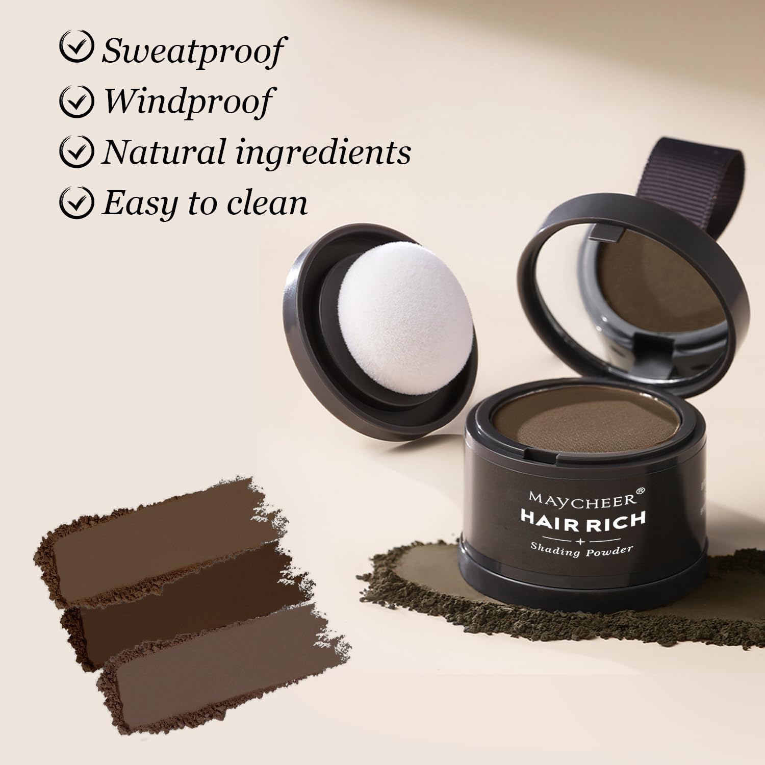 Nicgou Maycheer Hairline Shadow Powder brush stroke shows soft, natural finish.