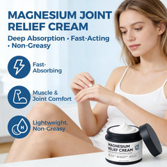 Nichalous magnesium joint-relief cream texture on skin showing fast absorption.