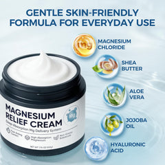 Nichalous magnesium joint-relief cream applied to arm with non-greasy finish.