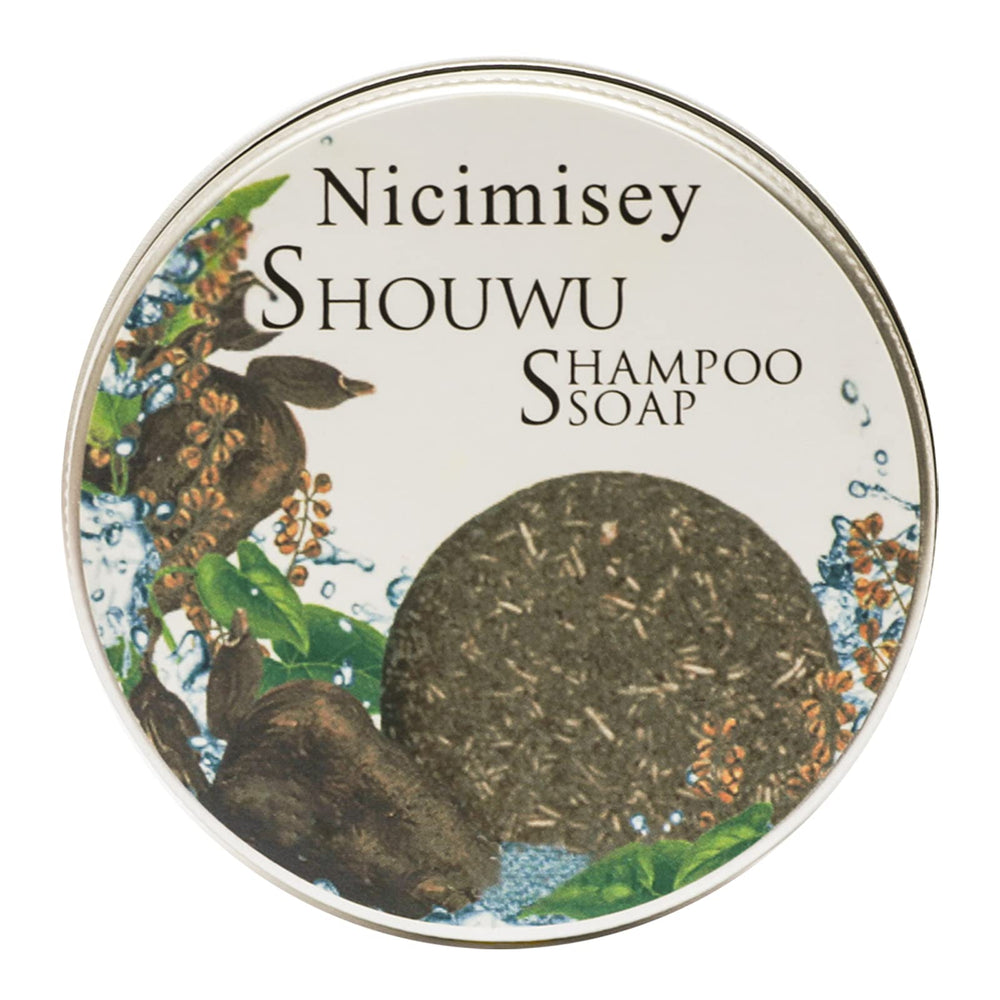 Nicimisey Solid Shampoo Bar ingredients illustration highlights plant-based formula