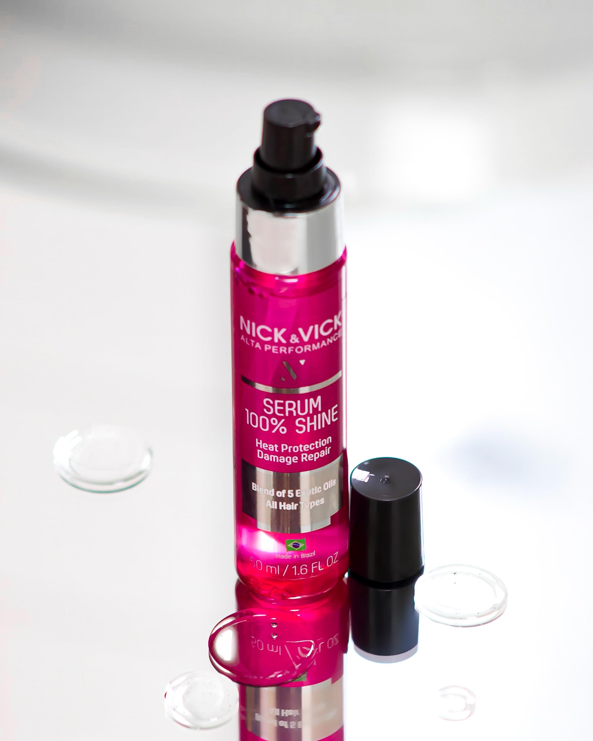 Nick Vick Hair Serum heat protection application highlights safe styling and manageability.