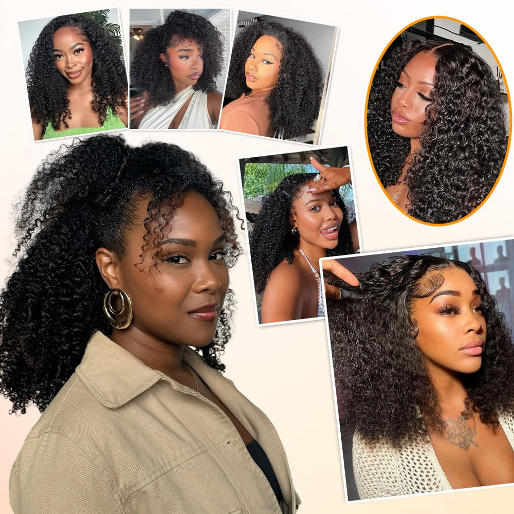 NICMISS kinky curly bundles full-head application on model for instant volume
