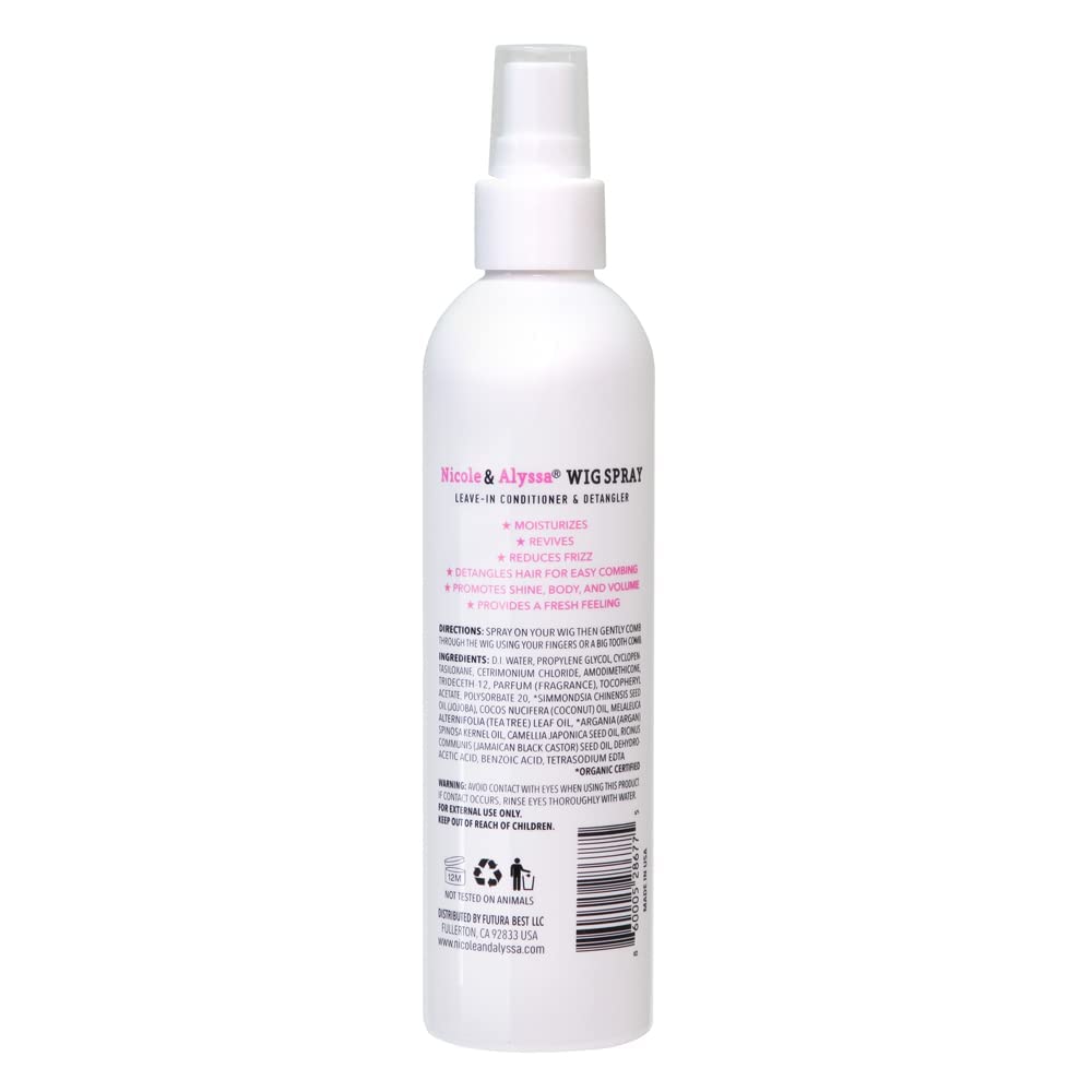 Nicole & Alyssa Wig Spray anti-frizz formula for humid days