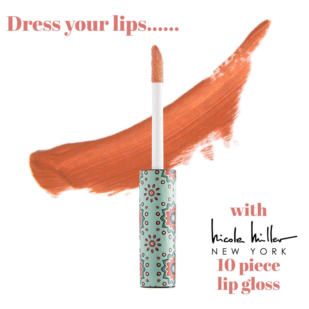 Nicole Miller Lip Gloss Collection shade 05 swatch shows pink gloss ideal for day-to-night