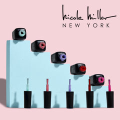 Nicole Miller New York gel nail polish bottle design shows compact, travel-friendly packaging.