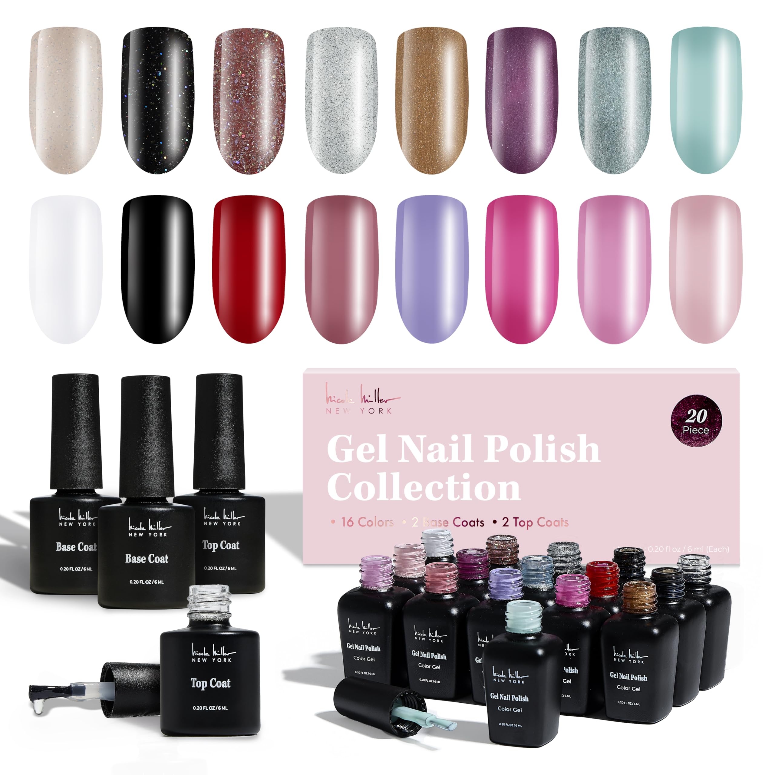 Nicole Miller New York gel nail polish collection with 16 shades for at-home manicures.