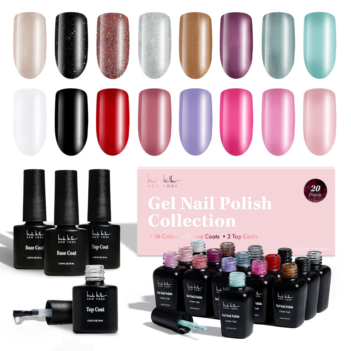 Nicole Miller New York gel nail polish collection with 16 shades for at-home manicures.