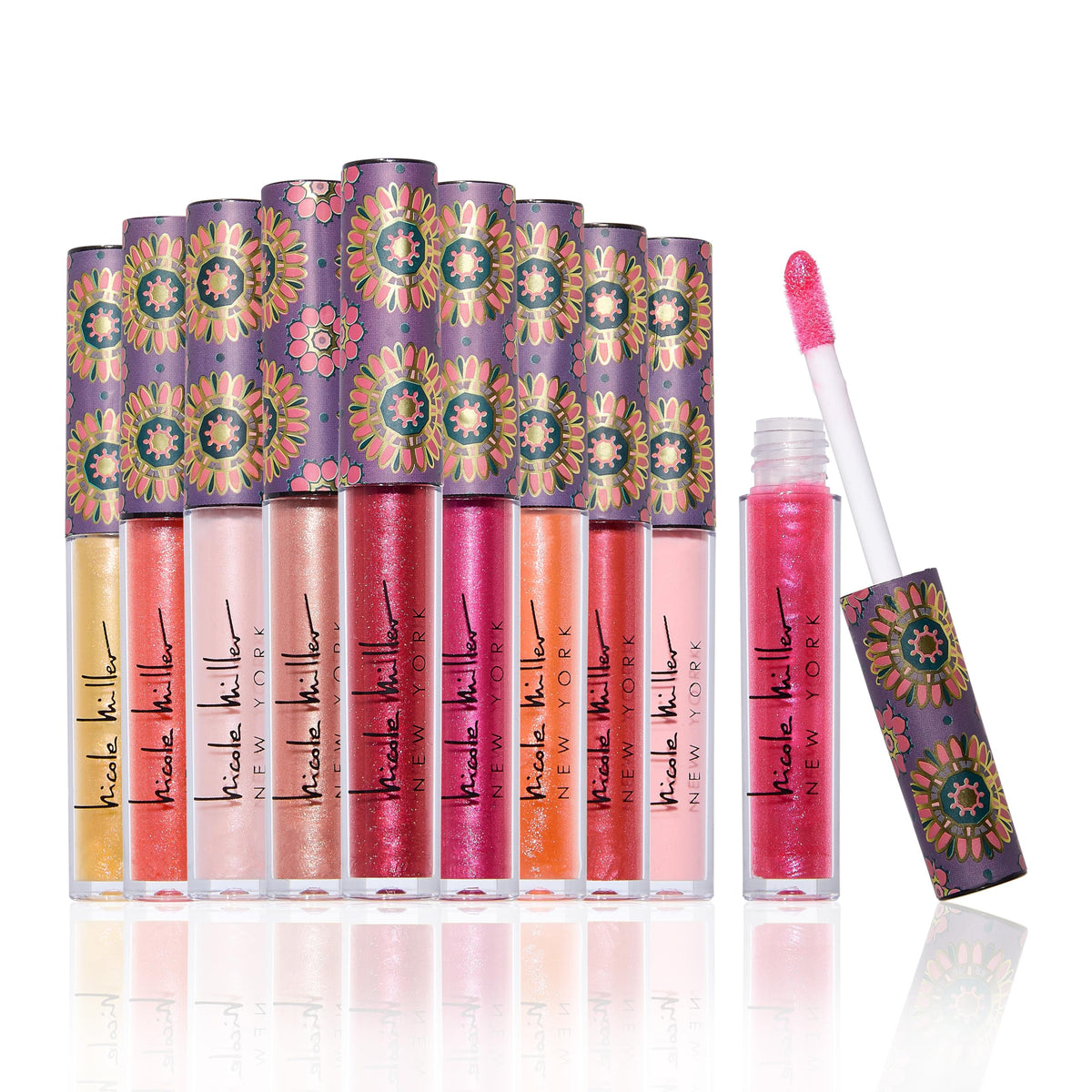 Nicole Miller New York lip gloss collection pink shimmer for radiant lips
