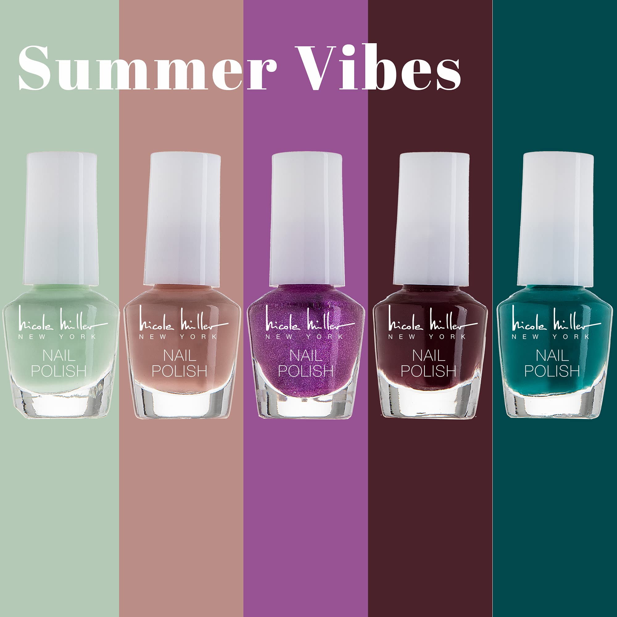 Nicole Miller New York mini nail polish set blues for vibrant mani vibes.