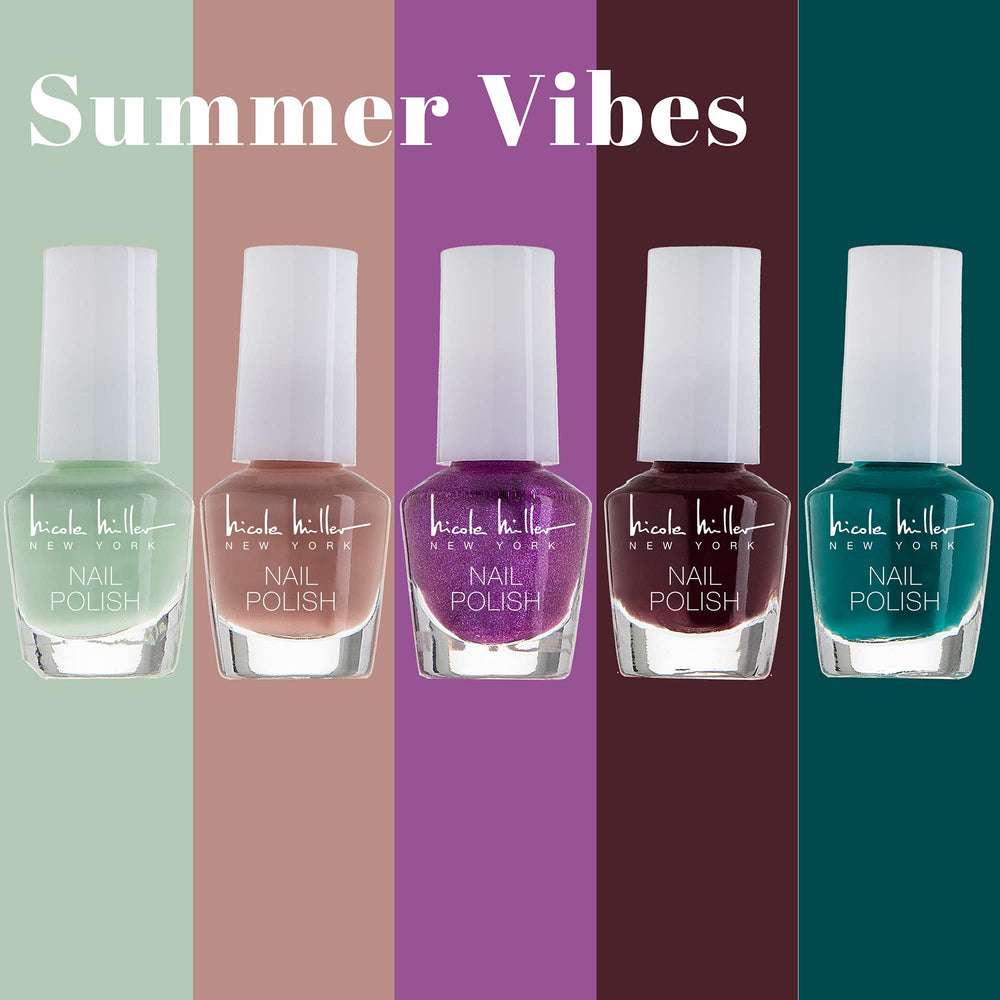 Nicole Miller New York mini nail polish set blues for vibrant mani vibes.