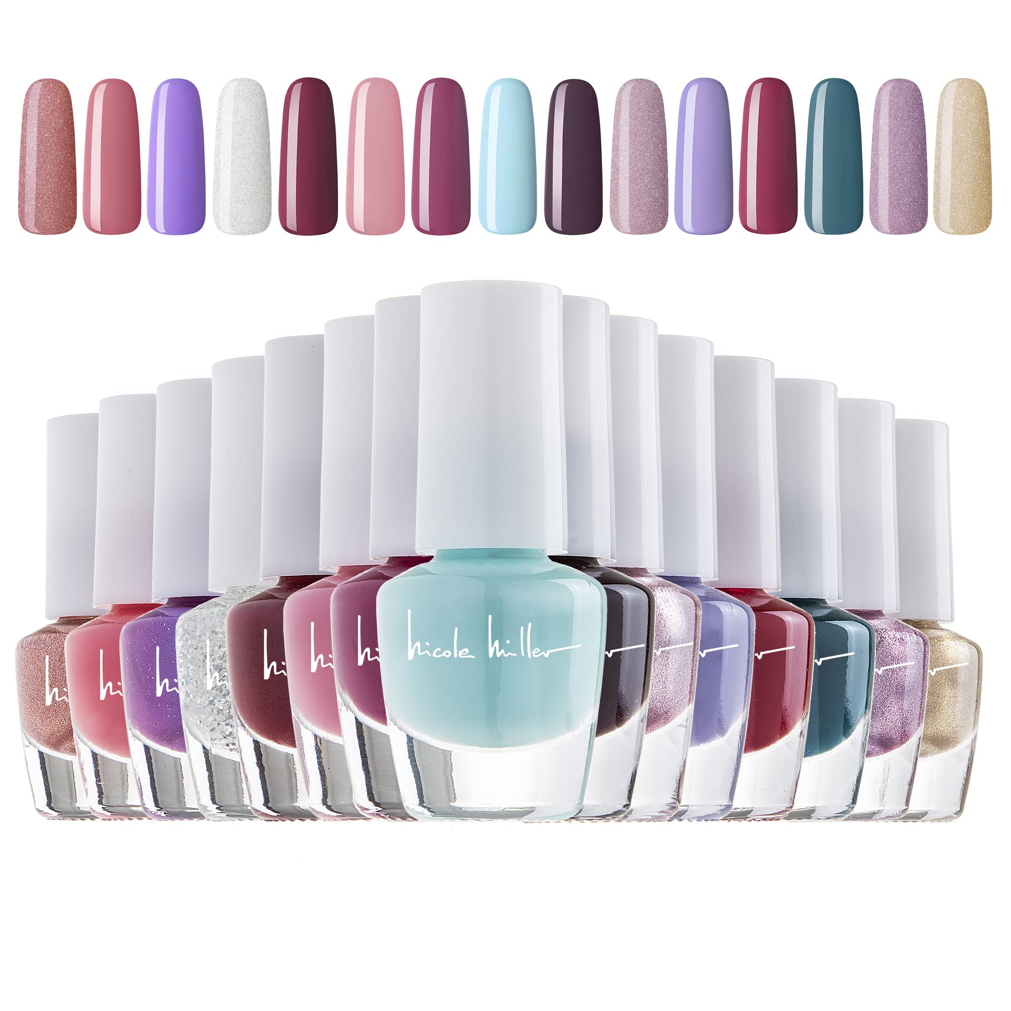 Nicole Miller New York mini nail polish color swatch shows versatile shades for quick touch-ups.