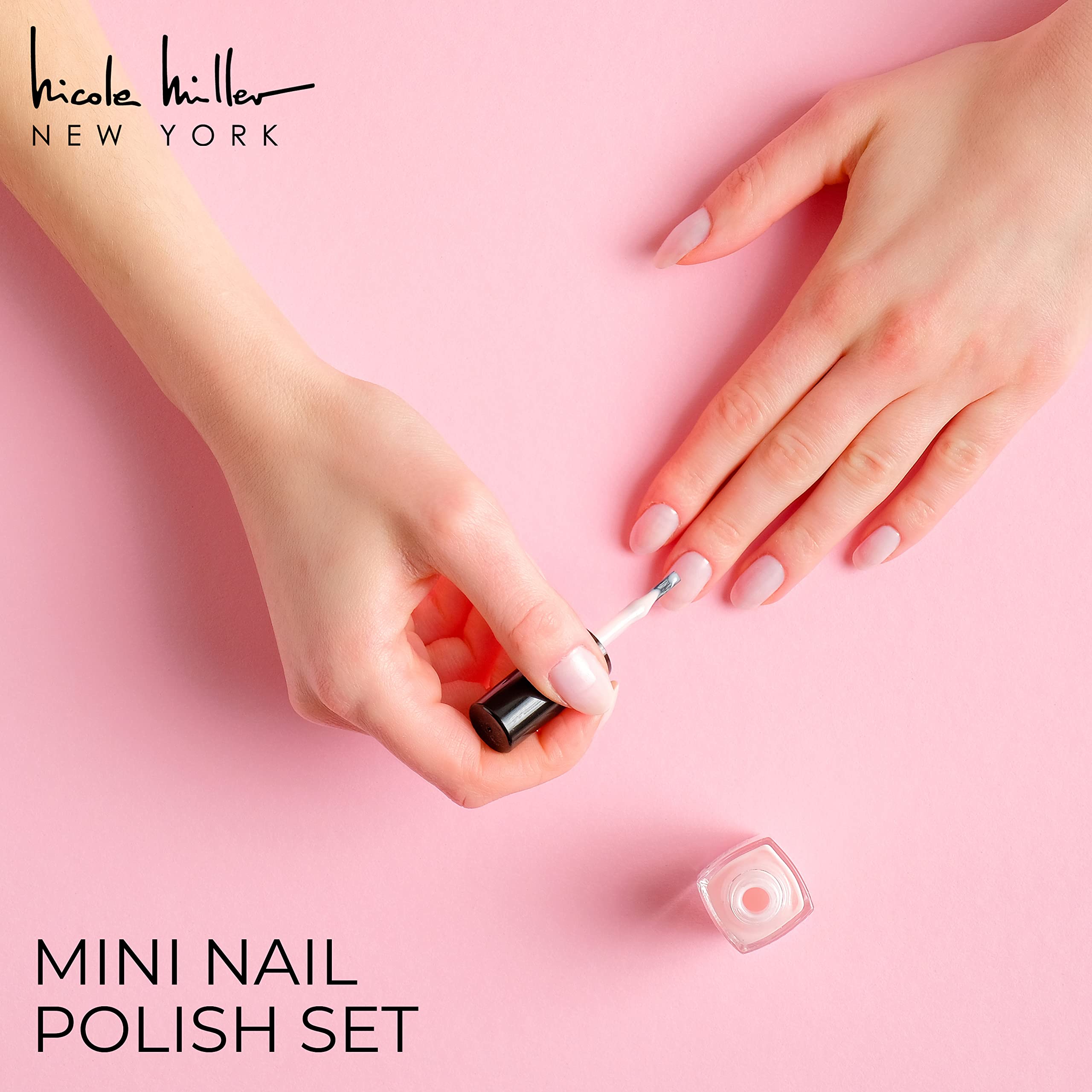 Nicole Miller New York mini nail polish set glossy finishes for a sleek manicure.