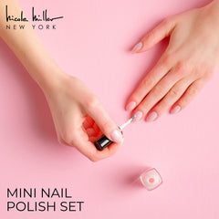 Nicole Miller New York mini nail polish set glossy finishes for a sleek manicure.