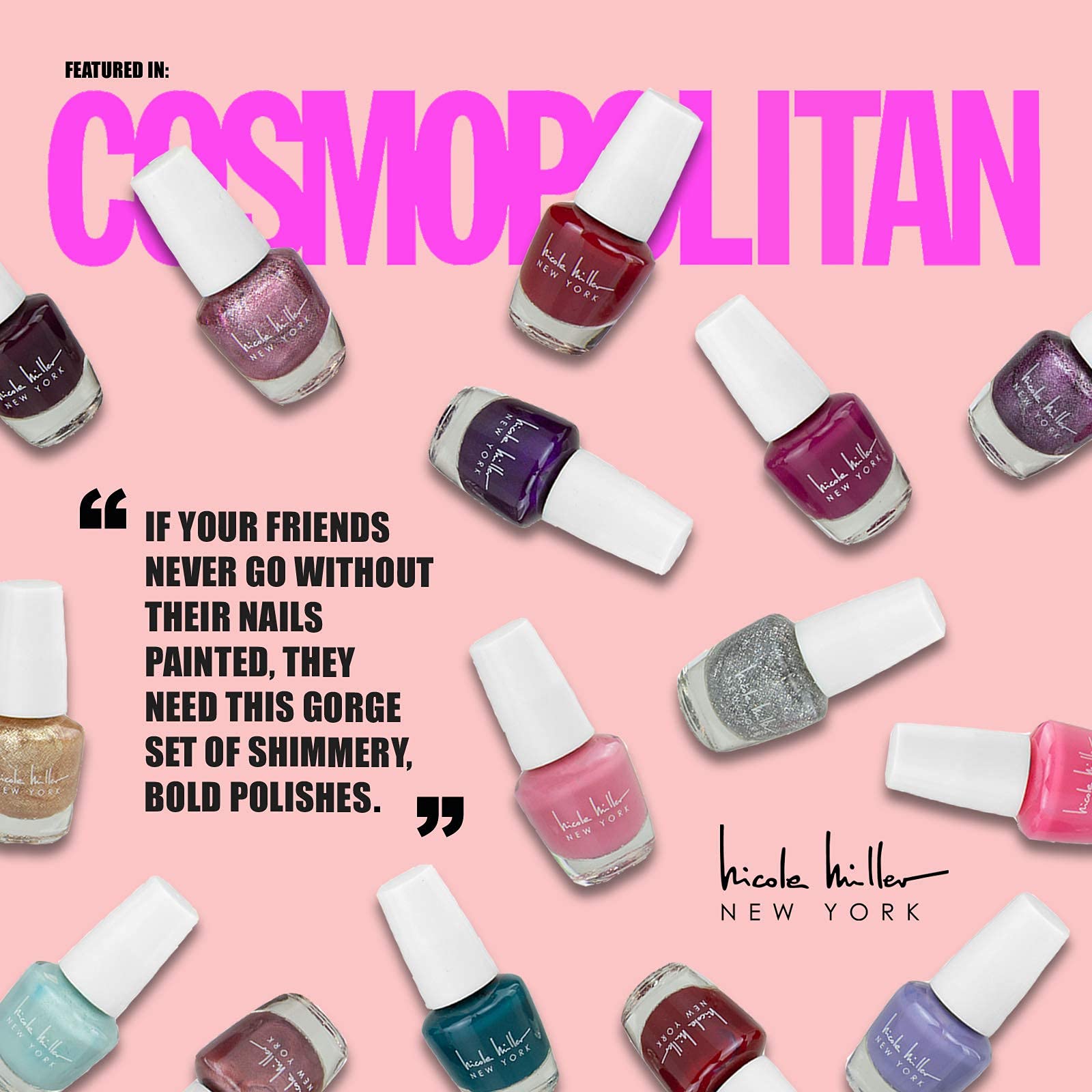 Nicole Miller New York mini polish array showing color variety.
