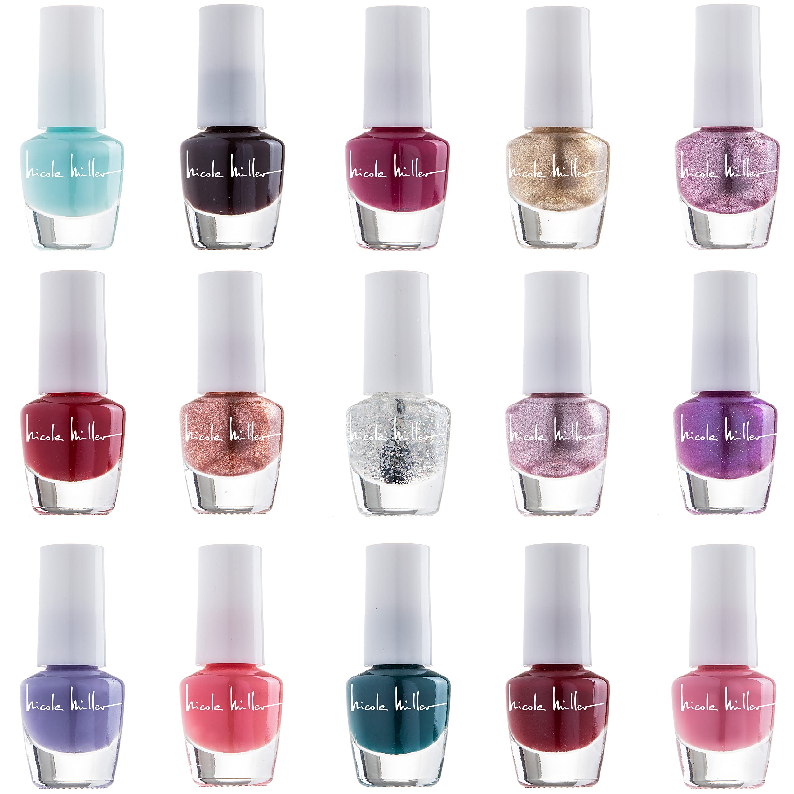 Nicole Miller New York mini nail polish set showcases a variety of colors for styling.