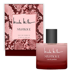 Nicole Miller Mystique bottle front view, elegant packaging for a gift-worthy fragrance.