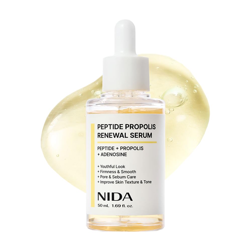 NIDA Peptide Propolis Renewal Serum bottle showing lightweight hydration for daily use.
