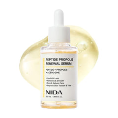 NIDA Peptide Propolis Renewal Serum bottle showing lightweight hydration for daily use.