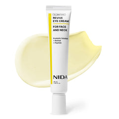 NIDA Revive Eye Cream bottle close-up showing premium packaging and skin-softening formula