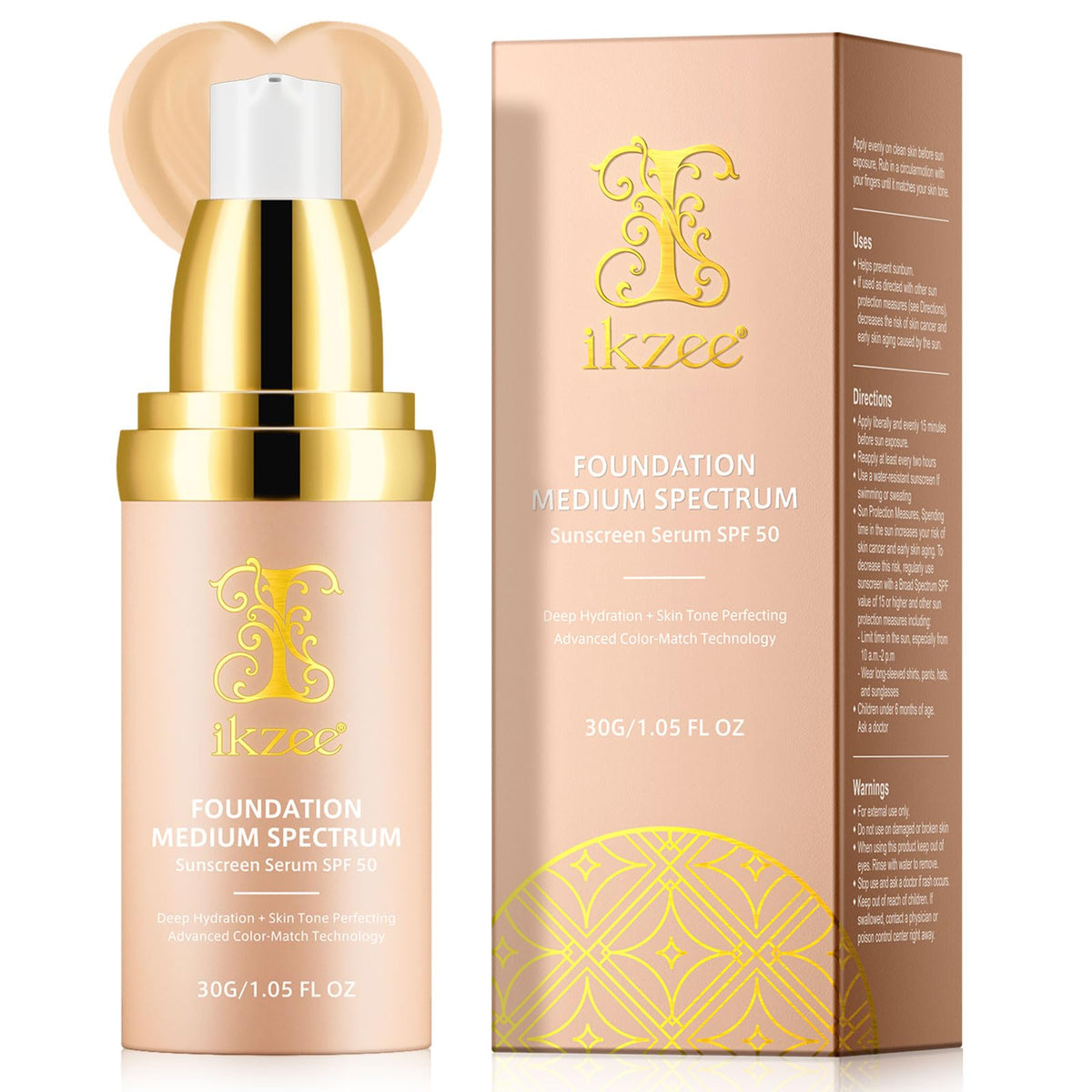 NIFEISHI 4-in-1 foundation bottle close-up shows sleek packaging and shade-matching promise.