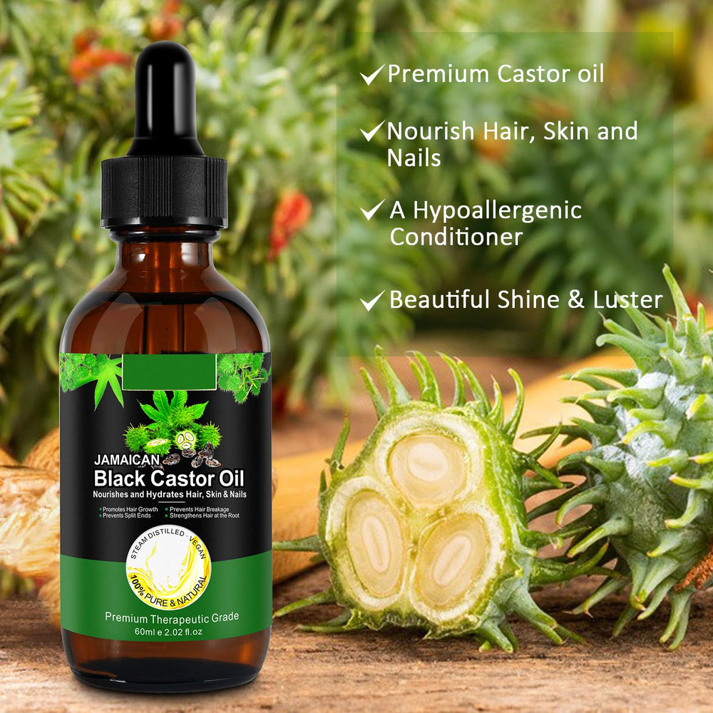 NIFEISHI castor oil application on scalp for nourishing massage.