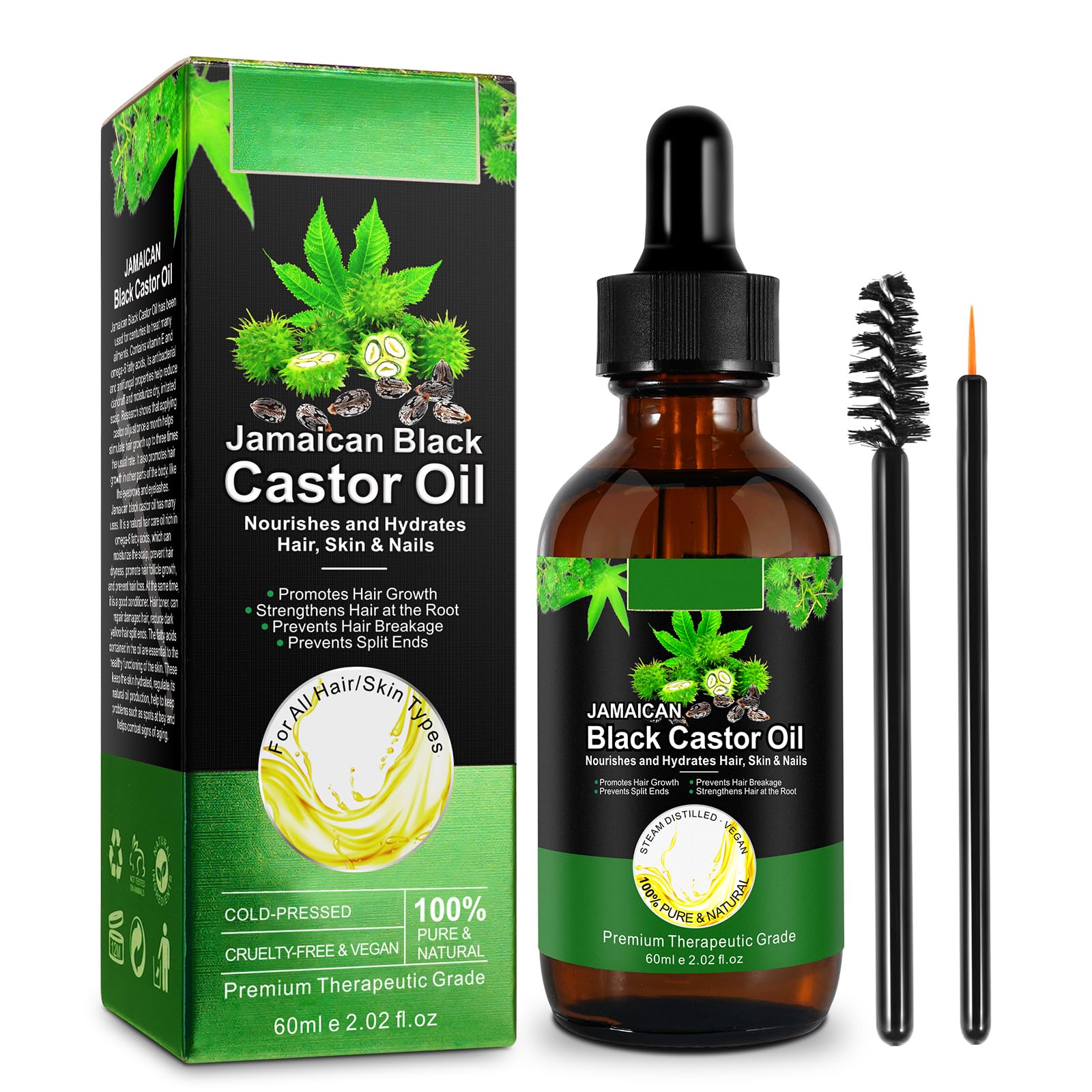 NIFEISHI castor oil bottle with premium glass packaging for hair and skin care.
