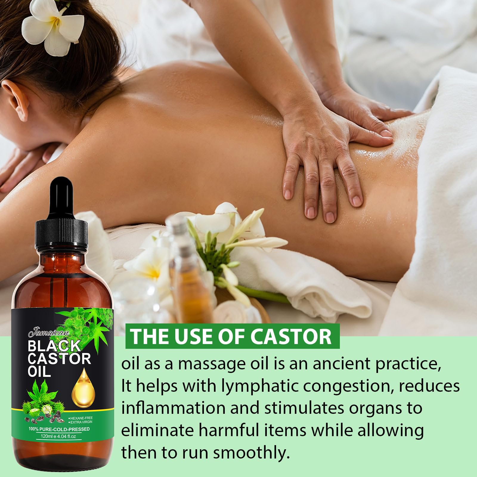 NIFEISHI castor oil used for skin care and massage routines