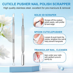 NIFEISHI cuticle pusher included in kit for easy removal.