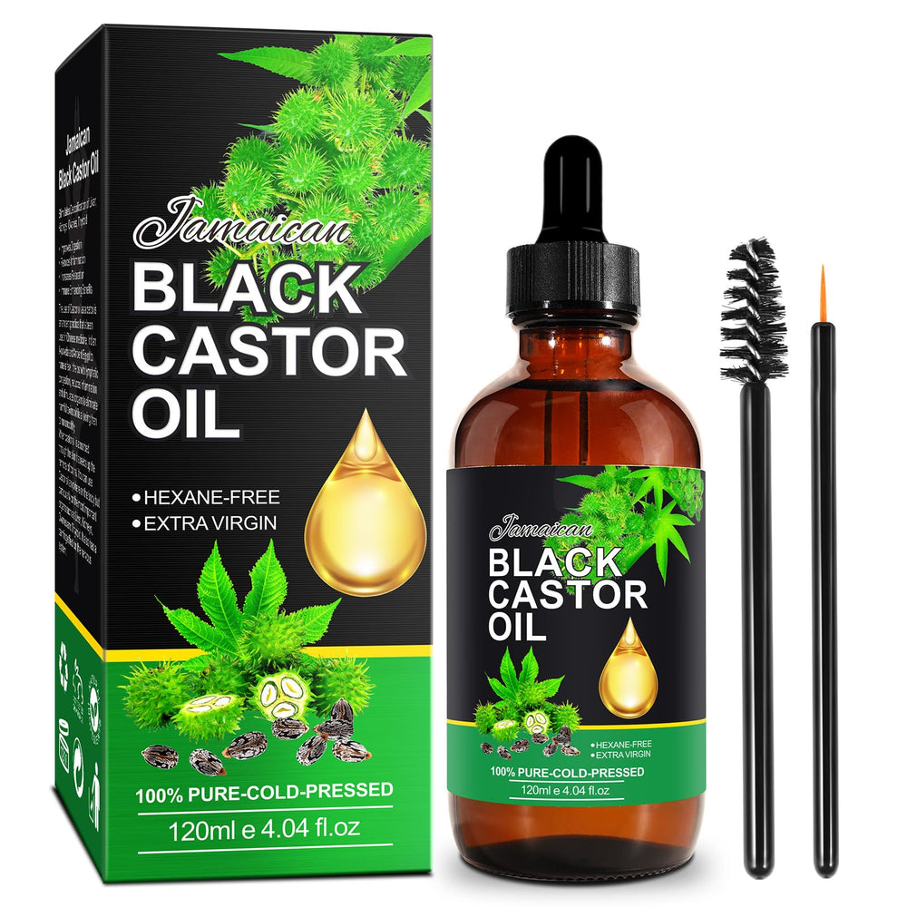 NIFEISHI Jamaican Black Castor Oil bottle on a clean vanity for skin and hair