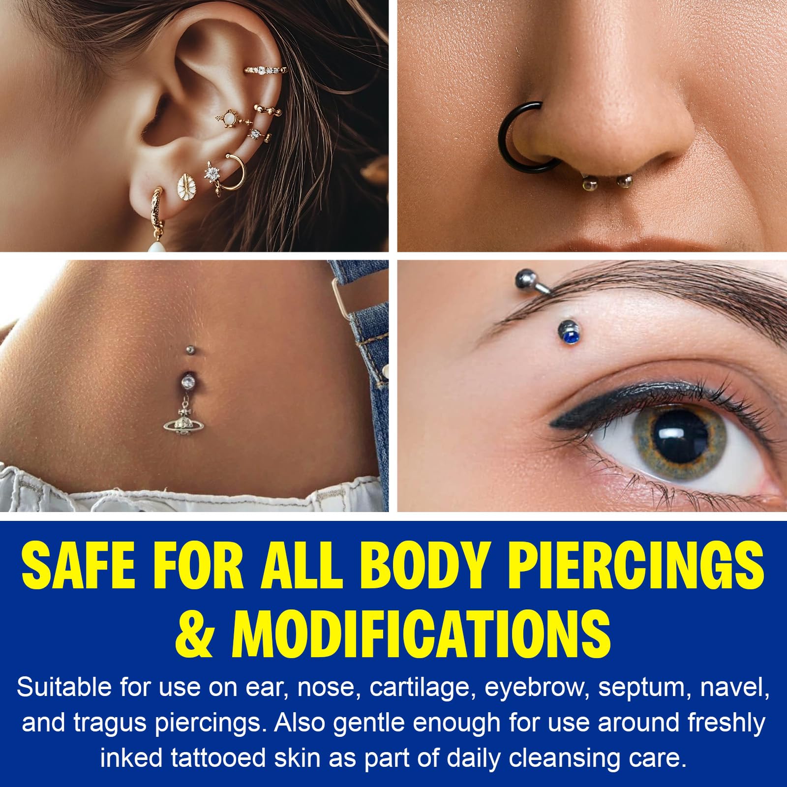 NIFEISHI piercing aftercare packaging shows protective cap and travel-friendly design.