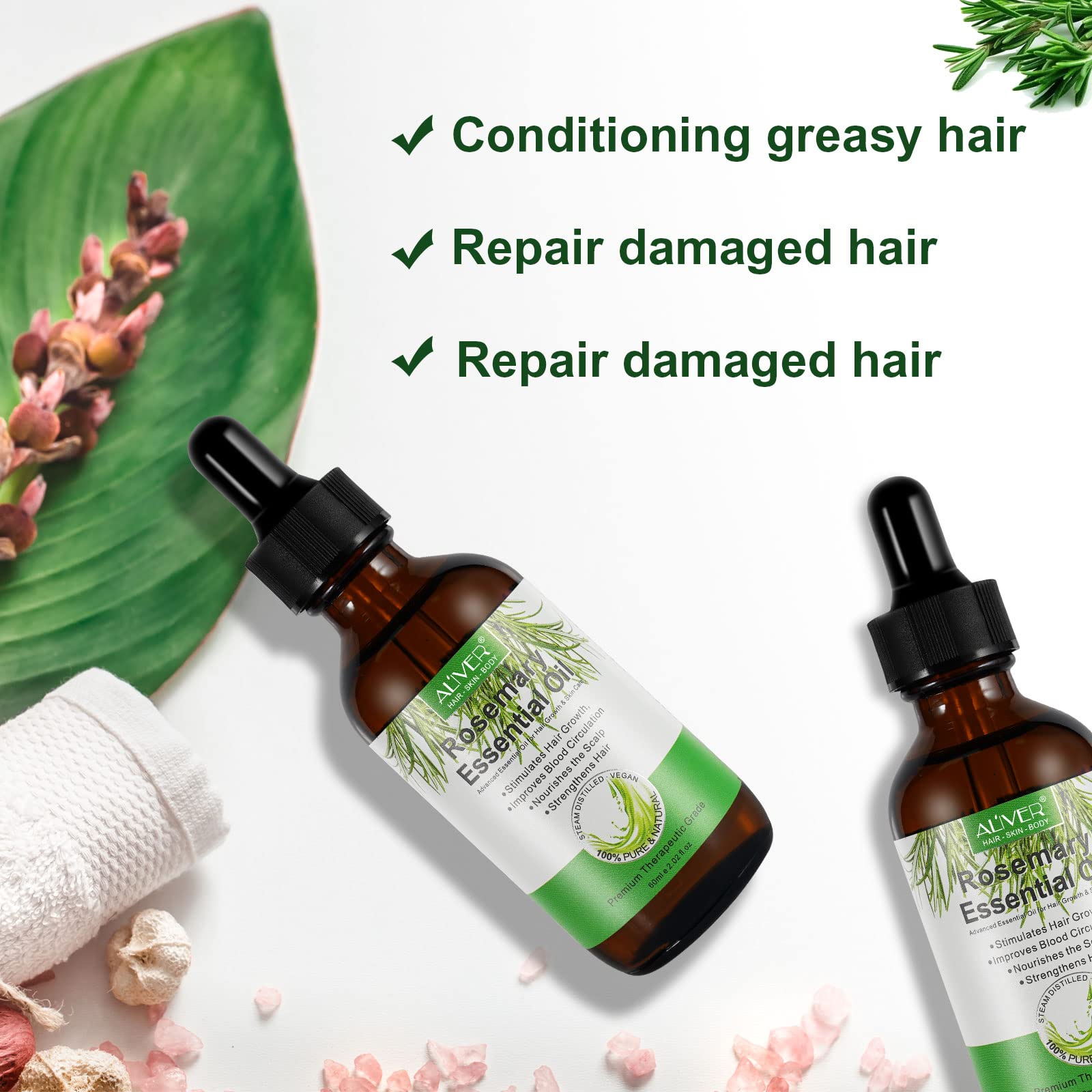 NIFEISHI rosemary oil nourishes dry scalp with a refreshing aroma.
