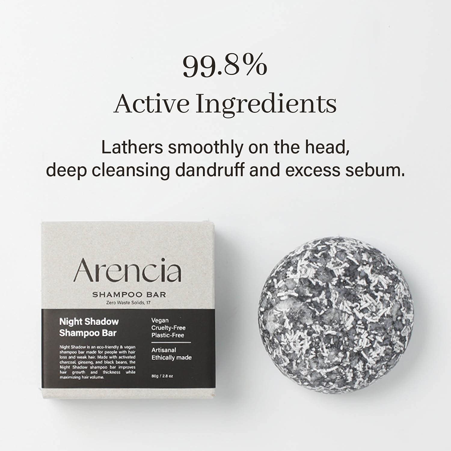 Close-up of natural ingredients from ARENCIA Night Shadow for vegan, clean beauty.