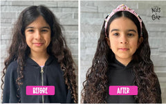 Niles + Chaz gel cream being applied to kid curls for definition.