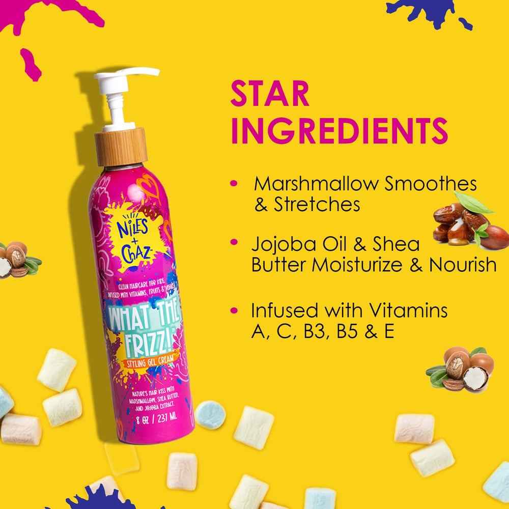 Niles + Chaz frizz-free hair after use on a child's hairstyle.