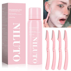Niluto Hair Identifier Spray application shows prep for precise shaving.