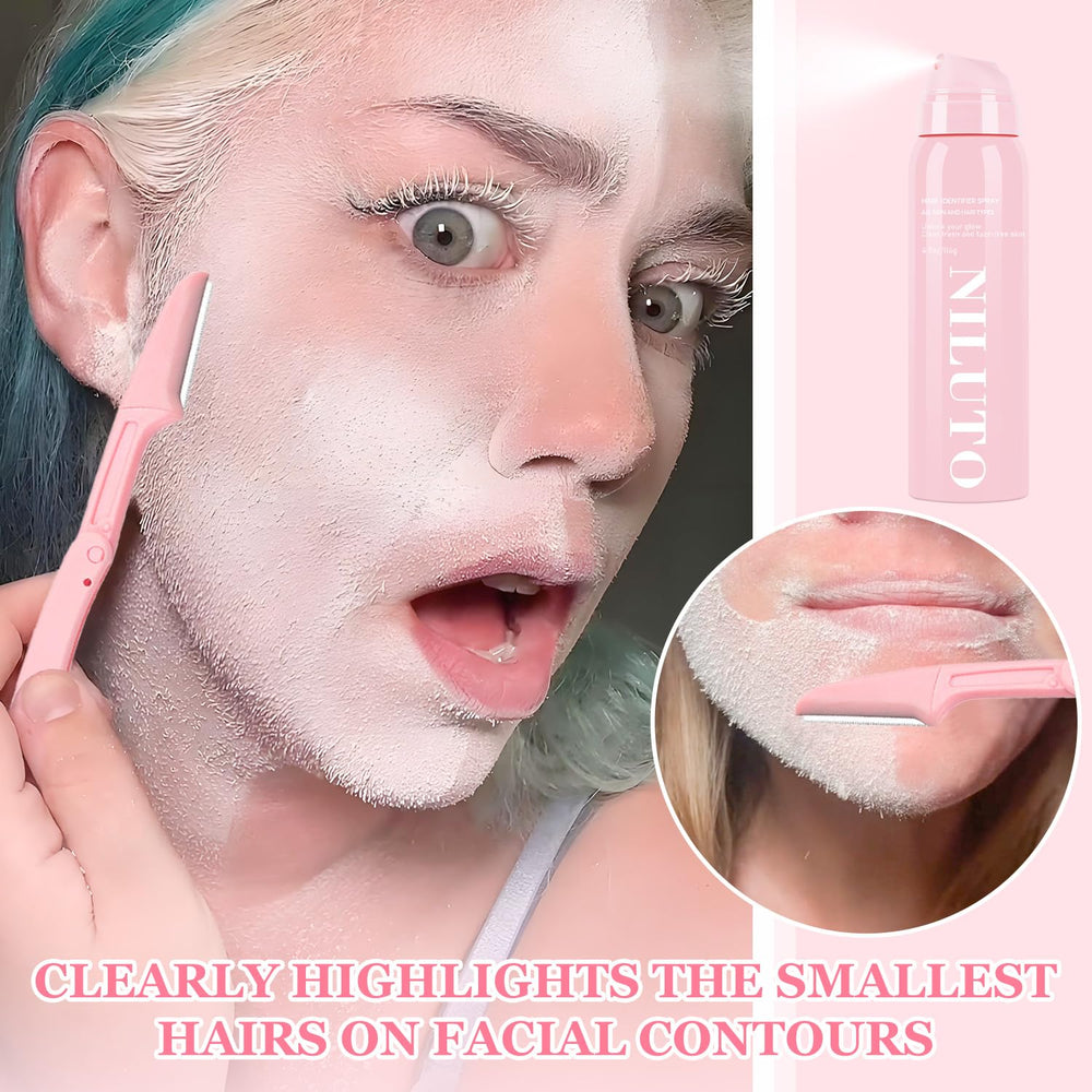 Niluto Hair Identifier Spray close-up on pink-pack packaging.