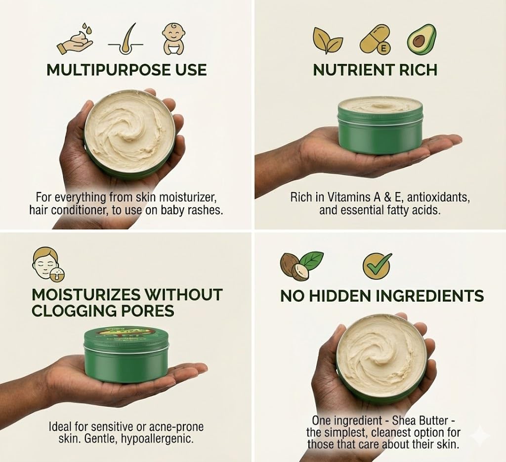 Nimba Foods whipped shea butter hydrates dry skin for everyday comfort.