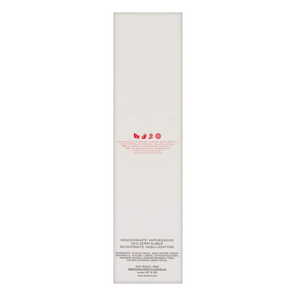 Nina Ricci Nina deodorant spray application enables quick, refreshing fragrance in seconds.