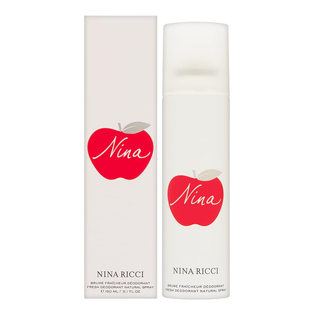 Nina Ricci Nina deodorant spray bottle offers fresh floral scent for daily wear.